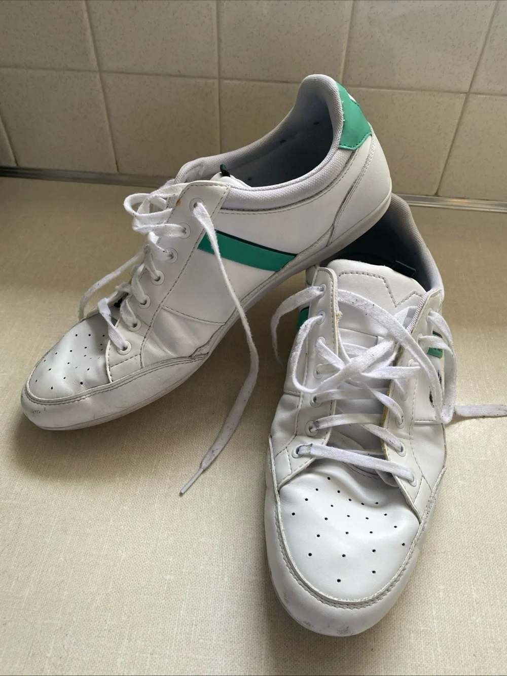 Lacoste Men 9.5 Shoes Chaymon 0722 1 White Green Leather Casual Sneakers